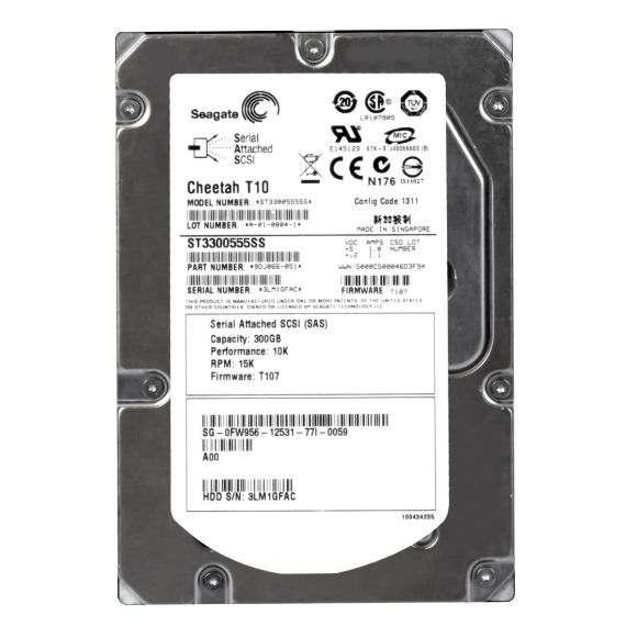 DELL 0FW956 300GB 15K 16MB SAS 3.5'' ST3300555SS