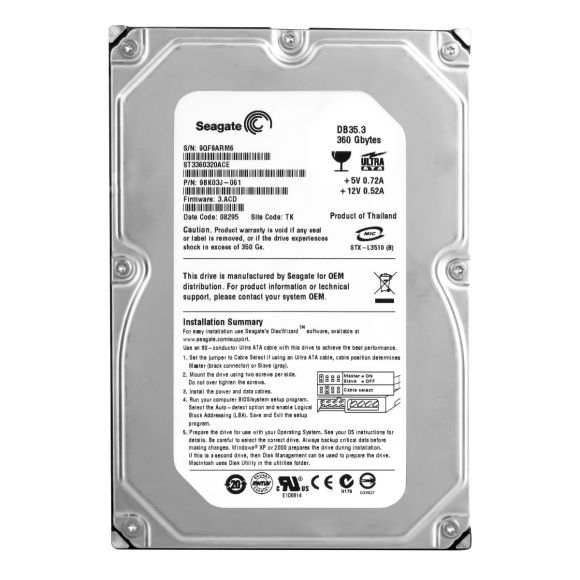 SEAGATE DB35.3 360GB 7.2K 16MB ATA 3.5'' ST3360320ACE