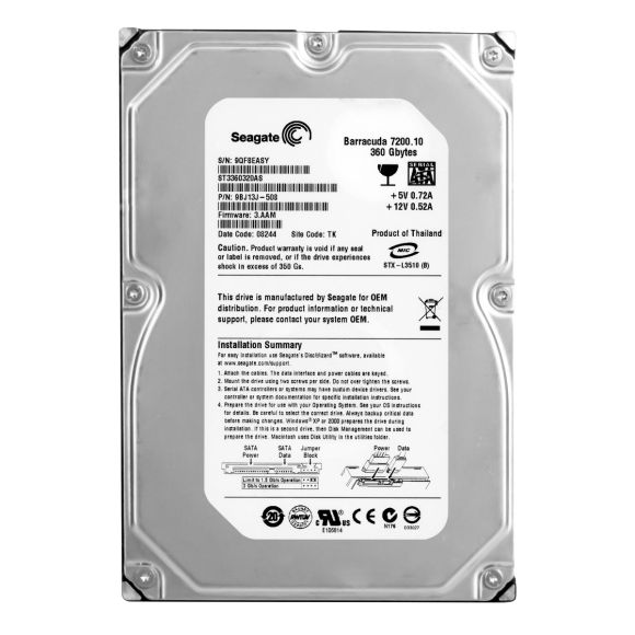 SEAGATE BARRACUDA 360GB 7.2K 8MB SATA II 3.5'' ST3360320AS