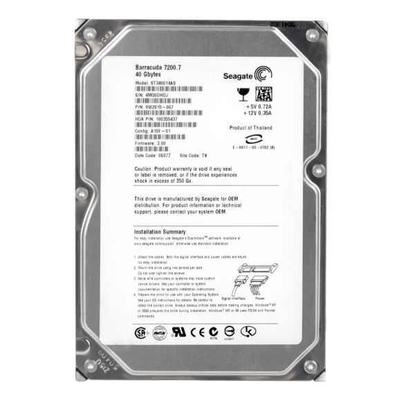 SEAGATE BARRACUDA 7200.7 40GB 7.2K 2MB SATA 3.5'' ST340014AS