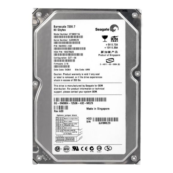 DELL 0N0804 80GB 7.2K 2MB ATA 3.5'' ST380011A