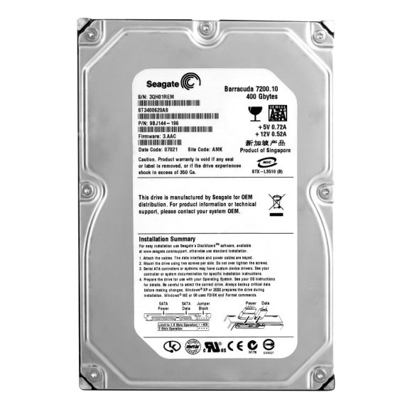 DYSK SEAGATE ST3400620AS 400GB SATA II 7.2k 3.5"