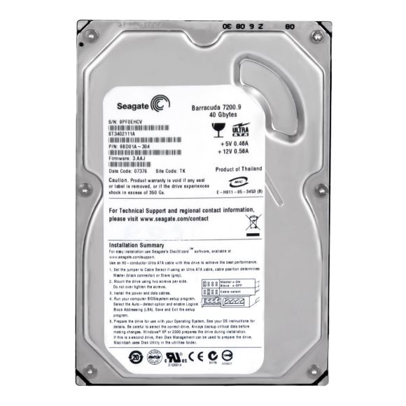 SEAGATE BARRACUDA 7200.9 40GB 7.2K 2MB ATA 3.5'' ST3402111A