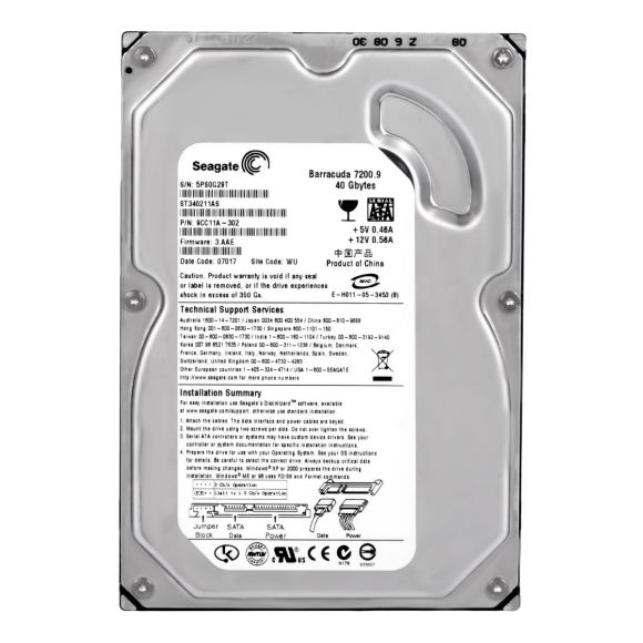 SEAGATE BARRACUDA 7200.9 40GB 7.2K 2MB SATA II 3.5'' ST340211AS