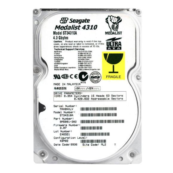 SEAGATE MEDALIST ST34310A 4.3 GB ATA 5400RPM 3.5