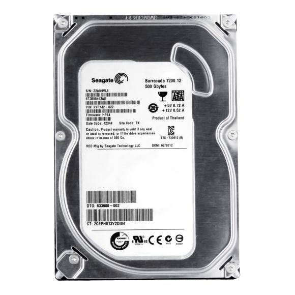 HP 633980-002 HDD 500GB SATA III 7.2K 16MB ST3500413AS 3.5"