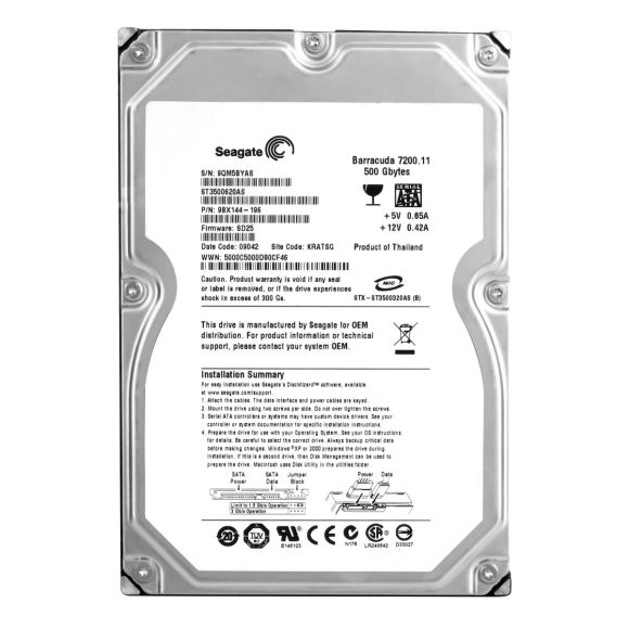 SEAGATE ST3500620AS 500 GB SATA 7200 RPM 16 MB 