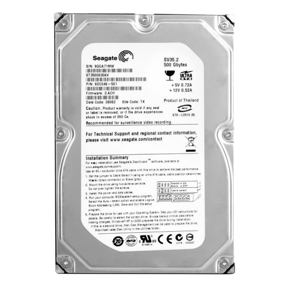 SEAGATE SV35.2 500GB 7.2K 16MB ATA 3.5'' ST3500630AV