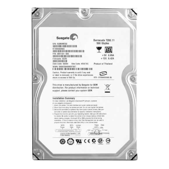 SEAGATE ST3500820AS 500GB BARRACUDA 7.2k SATAII