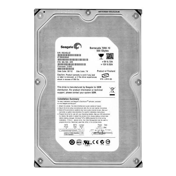 SEAGATE BARRACUDA 500GB 7.2K 8MB SATA II 3.5''  ST3500830AS