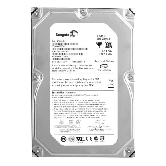 SEAGATE DB35.3 500GB 7.2K 8MB SATA II 3.5'' ST3500830SCE