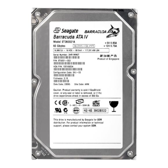 SEAGATE BARRACUDA ATA IV 60GB 7.2k 2MB ATA 3.5'' ST360021A