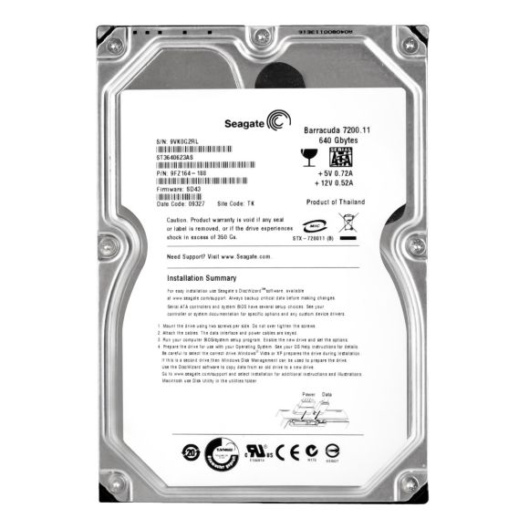 SEAGATE BARRACUDA 7200.11 640GB 7.2K 16MB SATA II 3.5'' ST3640623AS