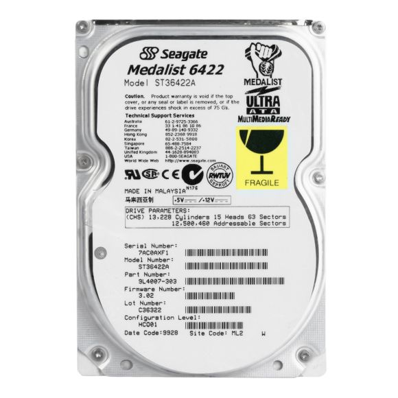 SEAGATE MEDALIST 6422 6.4GB 5.4K ATA 3.5'' ST36422A