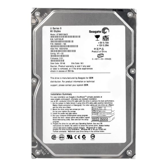 SEAGATE U SERIES 9 80GB 7.2K ATA 3.5'' ST380012ACE