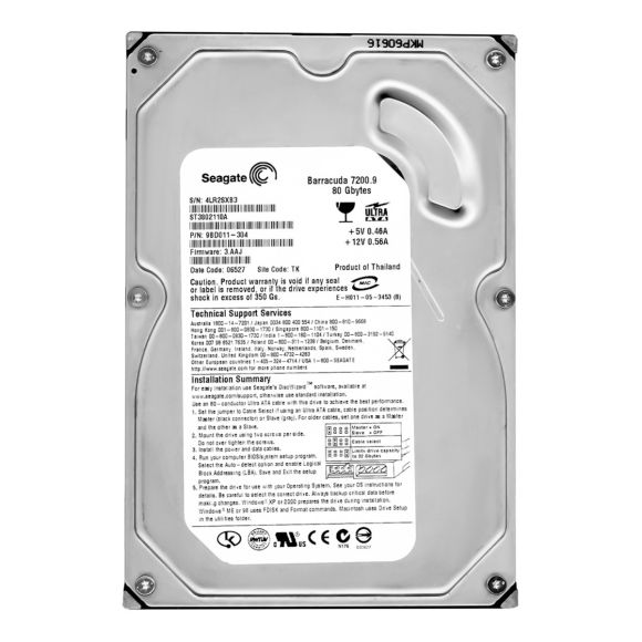 SEAGATE BARRACUDA 7200.9 80GB 7.2K 2MB ATA 3.5'' ST3802110A