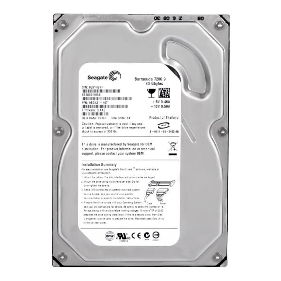 SEAGATE ST3808110AS 80 GB SATA 7200RPM 3.5 