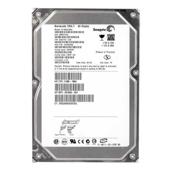 HP 381650-001 80GB 7.2K 8MB SATA II 3.5'' ST380819AS