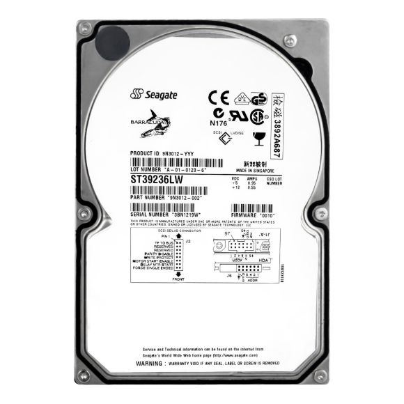 SEAGATE BarraCuda 18XL 9.2GB 7.2K 2MB SCSI U160 3.5'' ST39236LW