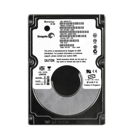 SEAGATE MOMENTUS 2011 20GB 5.4K 2MB ATA 2.5'' ST92011A