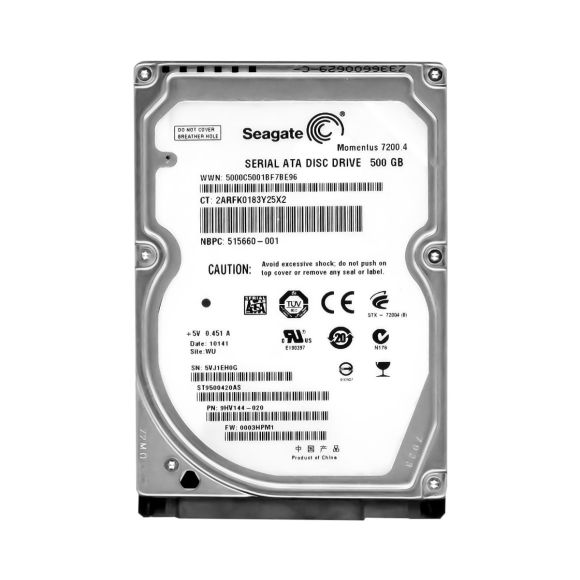 SEAGATE MOMENTUS 7200.4 500GB 7.2K SATA II 2.5'' ST9500420AS FW: 0003HPM1