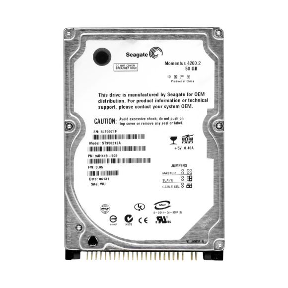 SEAGATE MOMENTUS 42000.2 50GB 4.2K 2MB ATA 2.5'' ST950212A