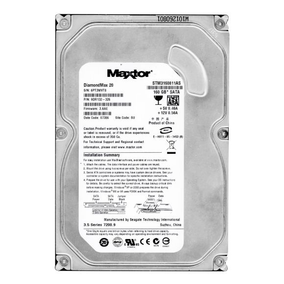 MAXTOR DiamondMax 20 160GB 7.2K 8MB SATA II 3.5'' STM3160811AS