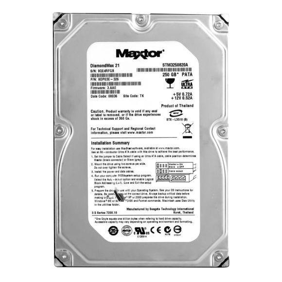 MAXTOR DiamondMax 21 250GB 7.2K 8MB ATA 3.5'' STM3250820A