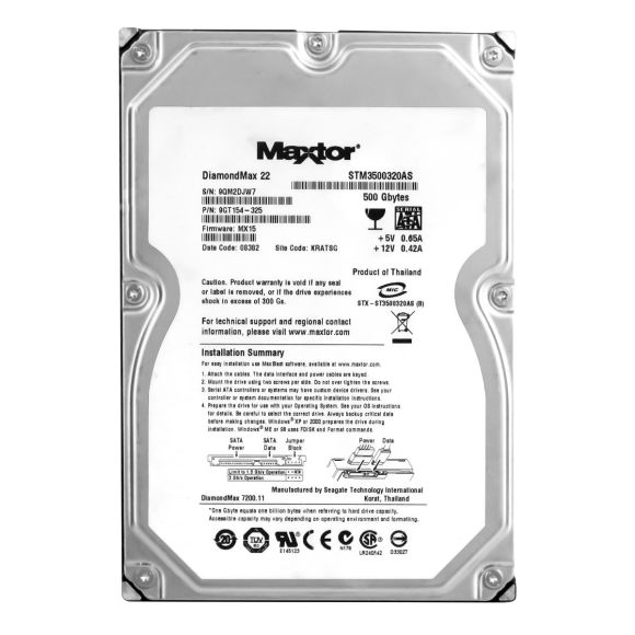 MAXTOR DiamondMax 22 500GB 7.2K 32MB SATA II 3.5'' STM3500320AS