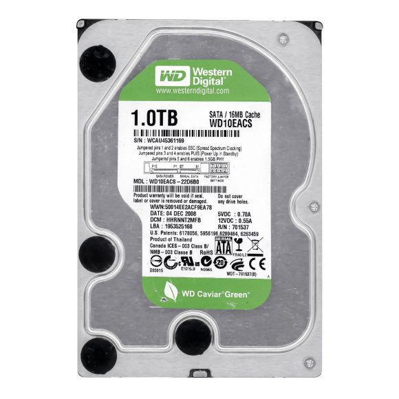 WD CAVIAR GREEN 1TB 7.2k 16MB SATA II 3.5'' WD10EACS