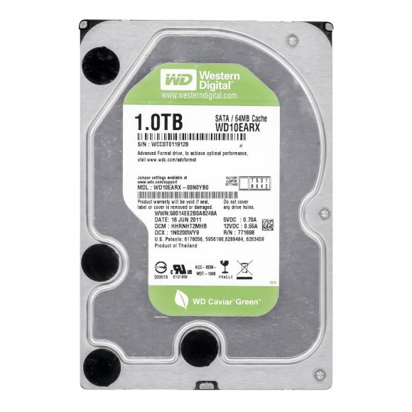 WD CAVIAR GREEN 1TB SATA III 7.2K 64MB  3.5'' WD10EARX