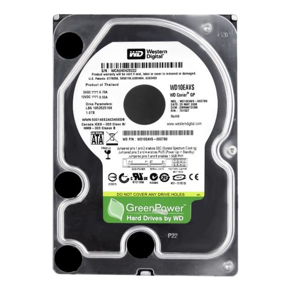 WD CAVIAR GP 1TB 7.2K 8MB SATA II 3.5'' WD10EAVS-00D7B0