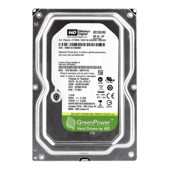 WD AV-GP 1TB 5.4K 64MB SATA III 3.5'' WD10EURX