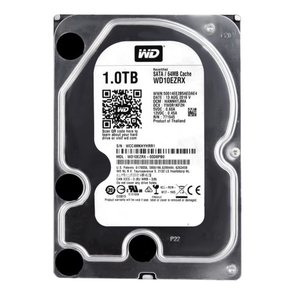 WD 1TB SATA III 5.4K 64MB 3.5'' WD10EZRX