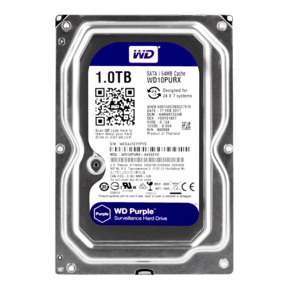 WD 1TB WD10PURX SATAIII 64MB 7.2K 3.5"