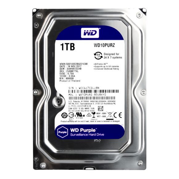 WD PURPLE 1TB SATA III 5.4K 64MB 3.5'' WD10PURZ