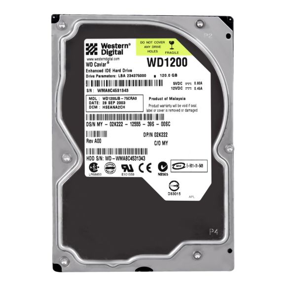 WD CAVIAR 120GB 7.2K 8MB ATA 3.5'' WD1200JB-00FUA0