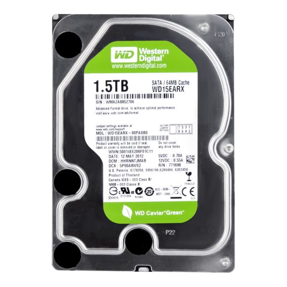 WD CAVIAR GREEN 1.5TB 5.4K 64MB SATA III 3.5'' WD15EARX