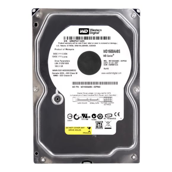 WD CAVIAR 160GB 7.2K 2MB SATA II 3.5'' WD1600AABS