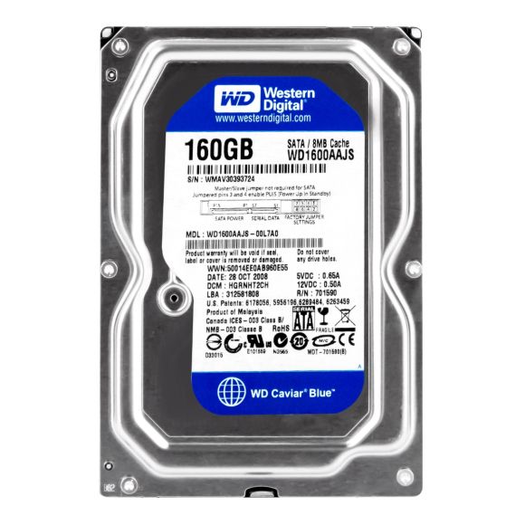 WD BLUE 160GB 7.2K 8MB SATA II 3.5'' WD1600AAJS