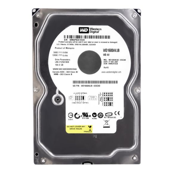 WD AV 160GB 7.2K 8MB ATA 3.5'' WD1600AVJB-63SZA0