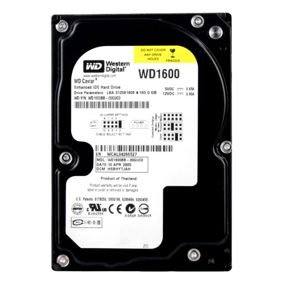 WD CAVIAR 160GB 7.2K 2MB ATA 3.5'' WD1600BB-00GUC0