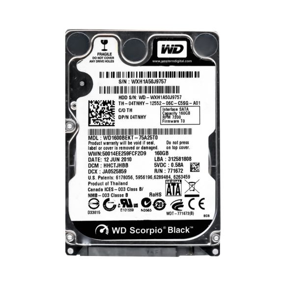 DELL 04TNHY 160GB 7.2K 16MB SATA II 2.5'' WD1600BEKT