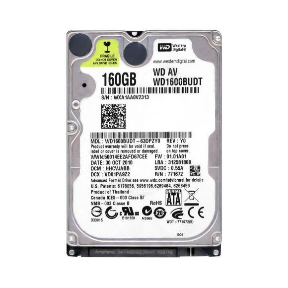 WD AV-25 160GB 5.4K 32MB SATA II 2.5'' WD1600BUDT