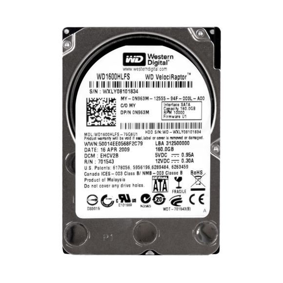 DELL 0N963M 160GB 10K 16MB SATA II 2.5'' WD1600HLFS