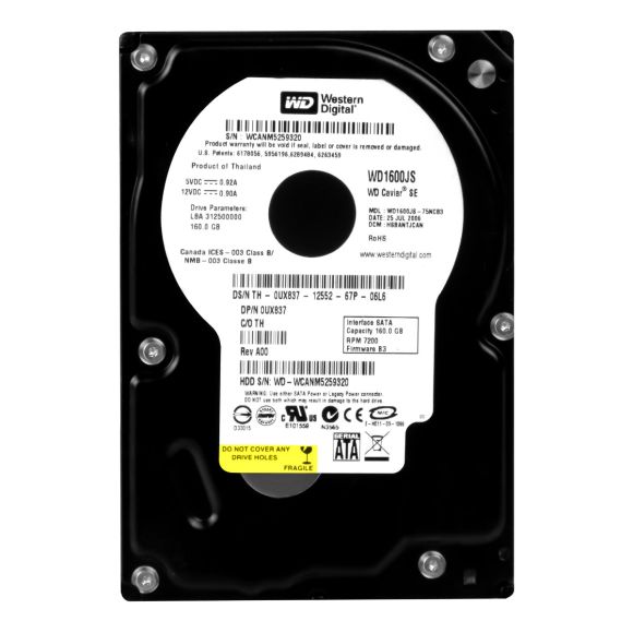 DELL 0UX837 160GB 7.2K 8MB SATA II 3.5'' WD1600JS