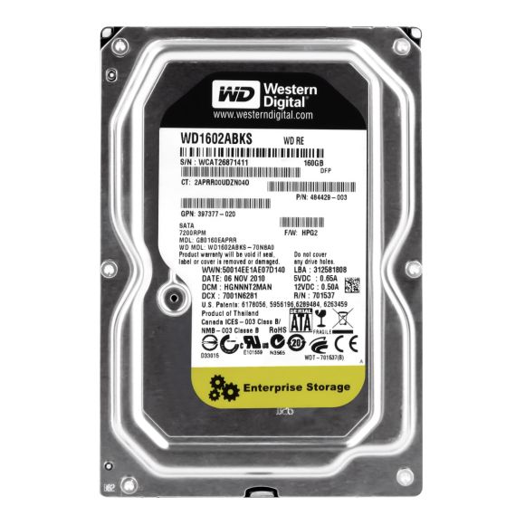 DYSK HP GB0160EAPRR 160GB 7.2k 3Gb SATA 3.5" 484429-003