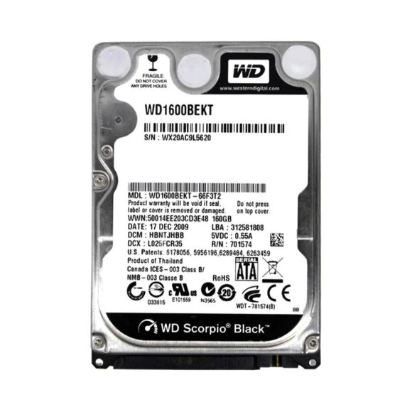 WD SCORPIO 160GB 7.2K 16MB SATA II 2.5'' WD1600BEKT