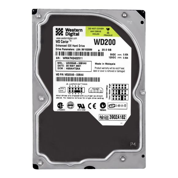 WD CAVIAR 20GB 5.4K 2MB ATA 3.5'' WD200AB-00BVA0