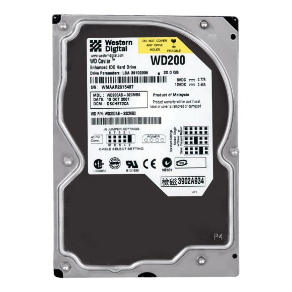 WD CAVIAR 20GB 5.4K 2MB ATA 3.5'' WD200AB